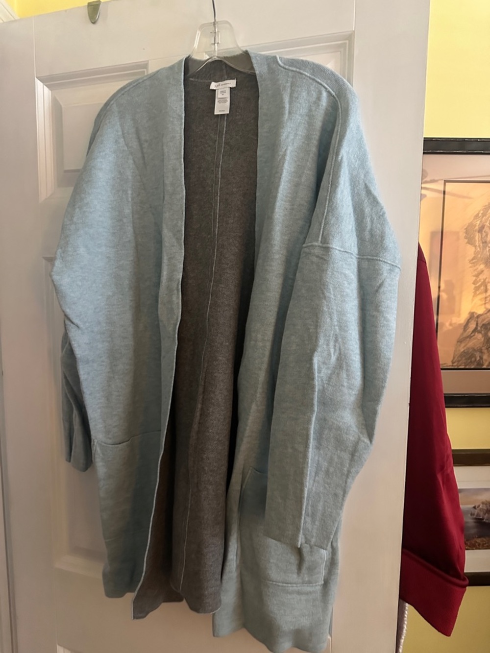 J. Jill Light Blue Open-Front Reversible Cardigan